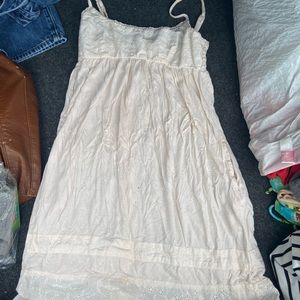 White spaghetti strap ruffle end dress